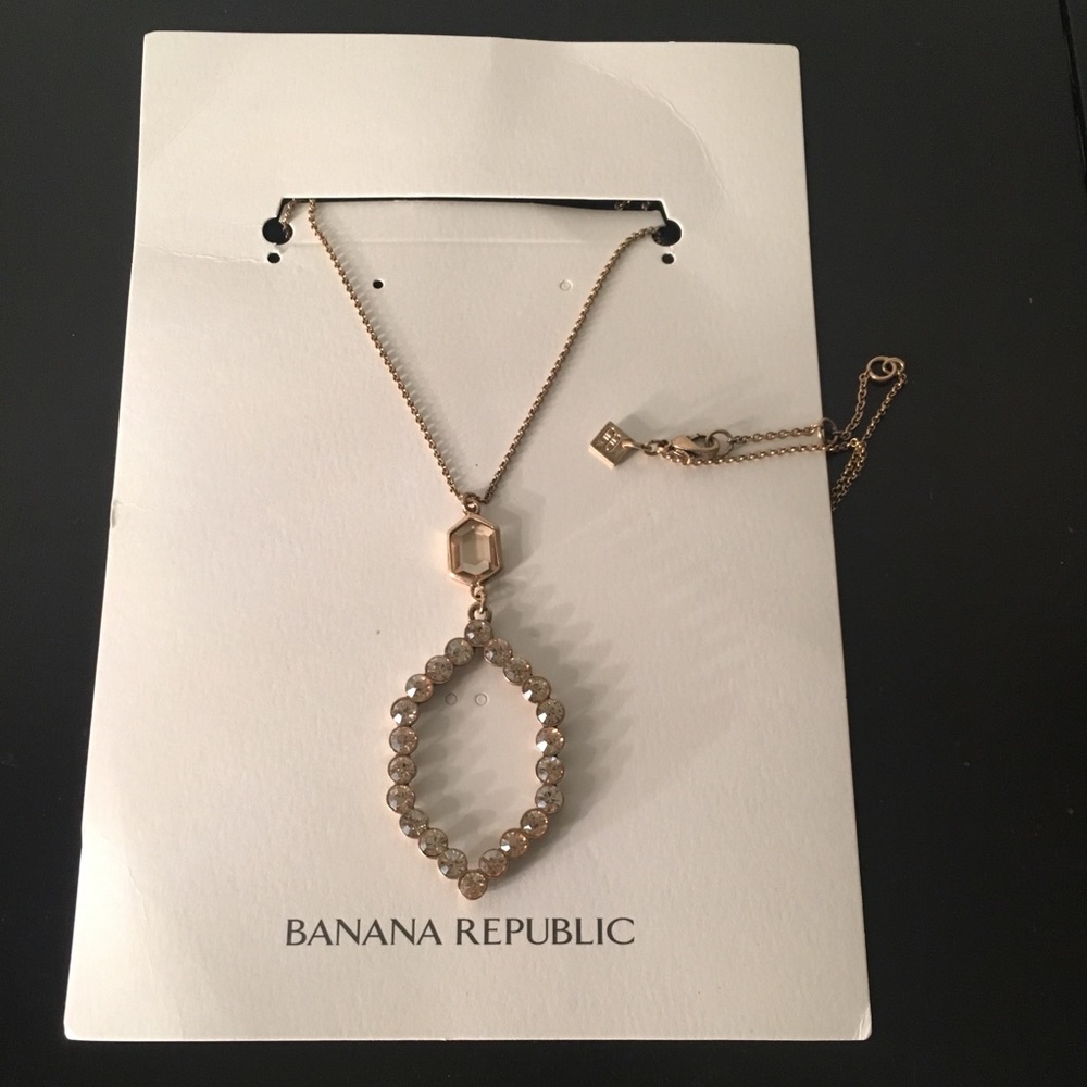 Banana Republic Jeweled Open Long Pendant Necklace